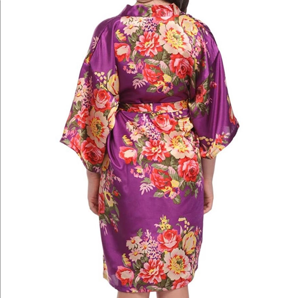 Girls Floral Satin Robe - Picture 3 of 4